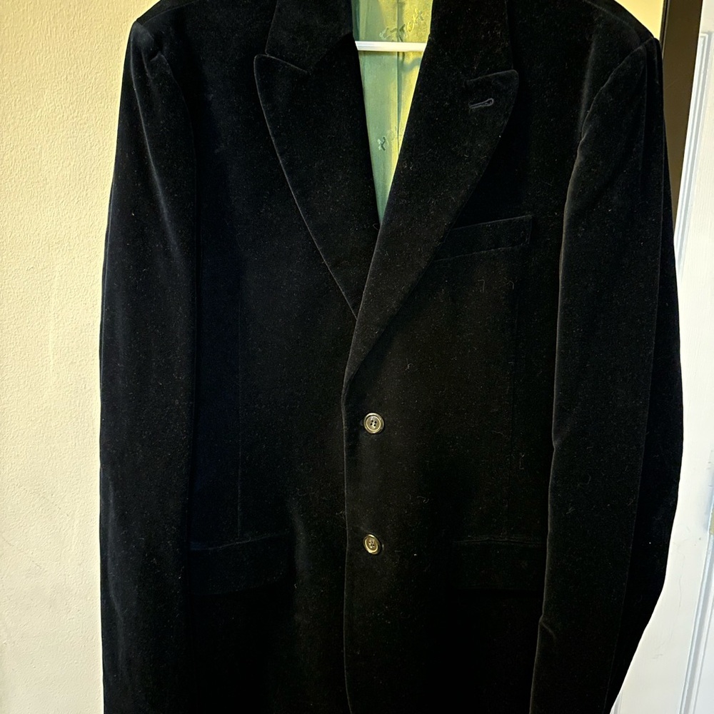 Ezra Fitch Vintage Men's Navy Blue Velvet Blazer